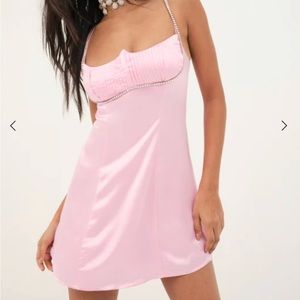 For Love and Lemons Pink Elora Mini slip dress size small